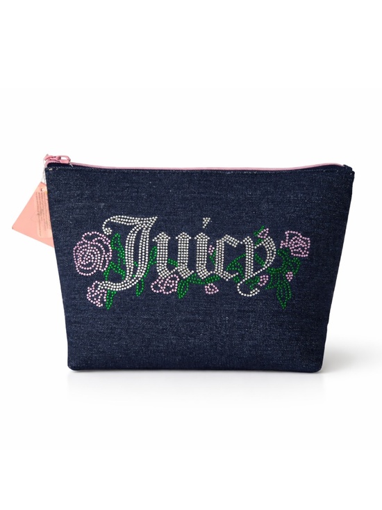 Juicy Couture Handbags - 💎 Juicy Couture Denim Rhinestone Floral Cosmetic Bag 💎